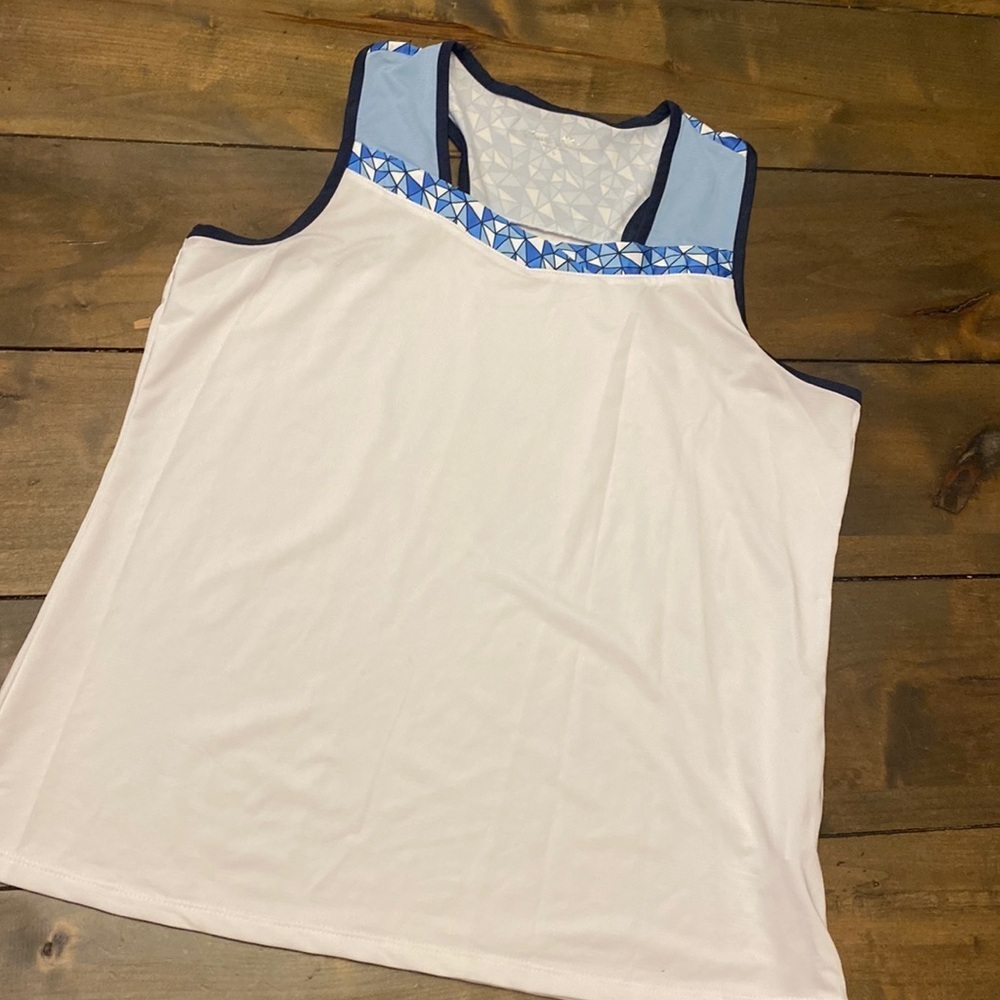 Court Haley tennis tank top size L‎ white with blue trim
